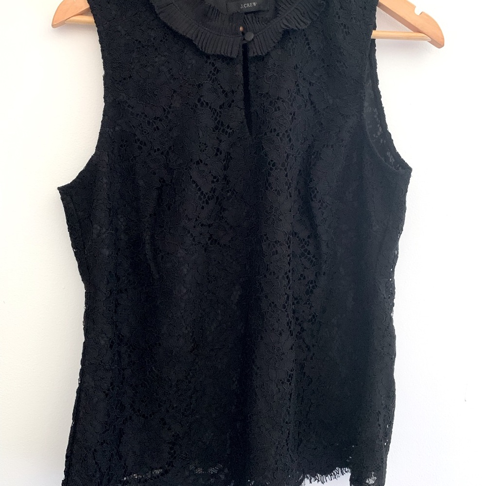 Jcrew ruffle collar tip black lace